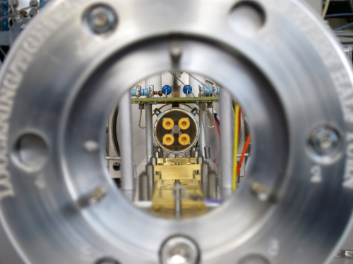 Quadrupole rods of the second analyzer in the flight tube of triple quadrupole mass spectrometer